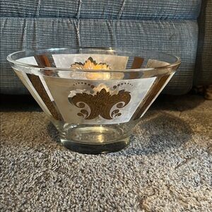 Elegant Glass Bowl with Gold Accents